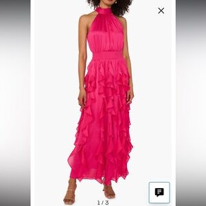 NWT 1. State Ruffle Halter Neck Maxi Dress
